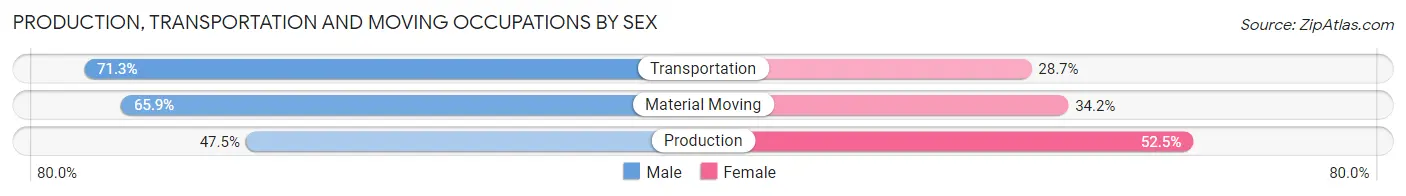 Production, Transportation and Moving Occupations by Sex in Zip Code 43348