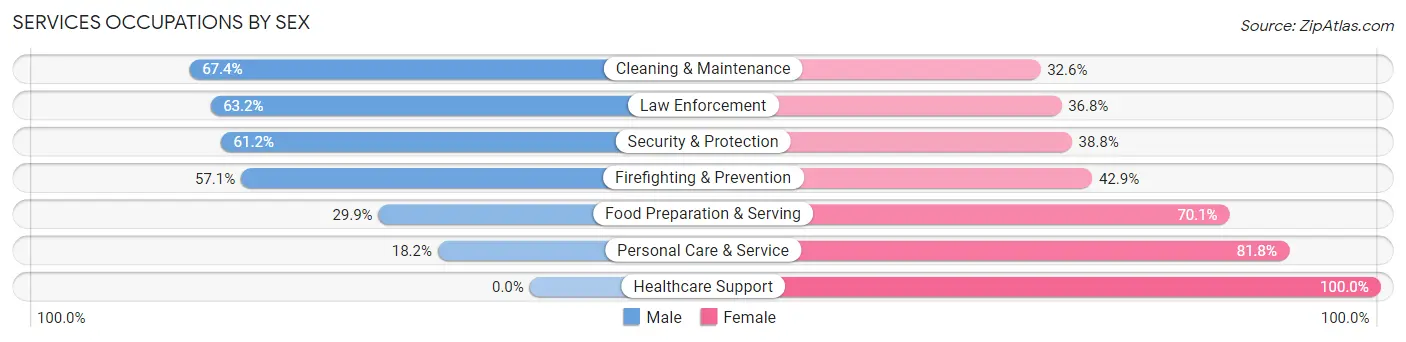 Services Occupations by Sex in Zip Code 43351