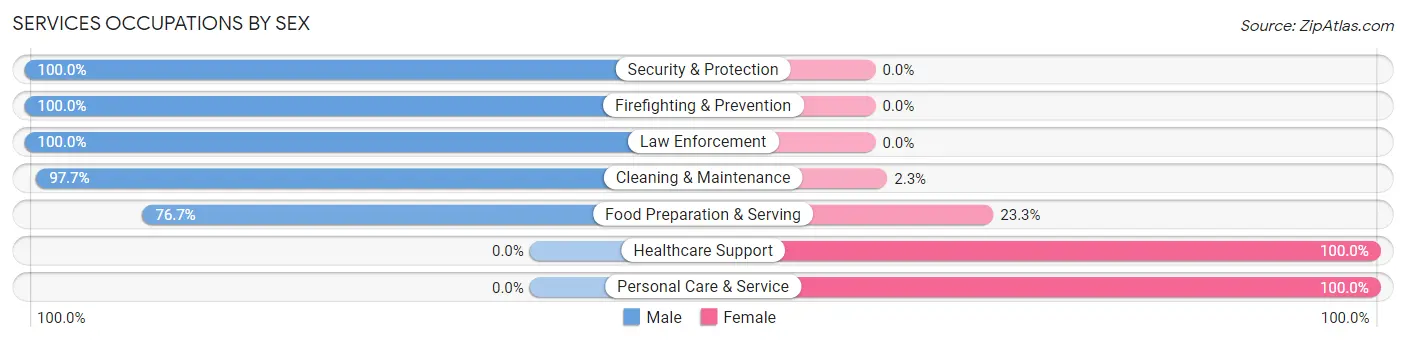 Services Occupations by Sex in Zip Code 43416