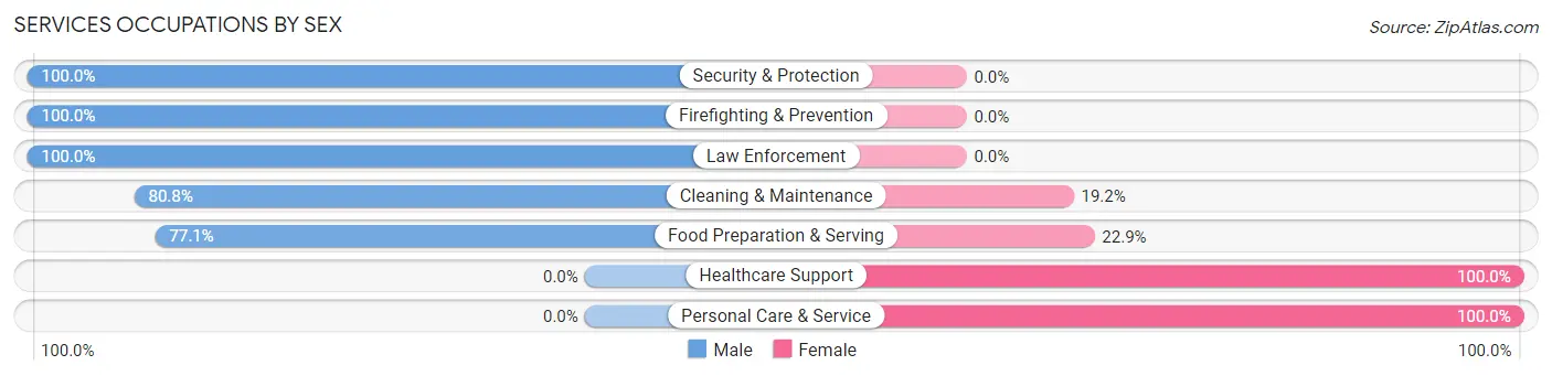 Services Occupations by Sex in Zip Code 43465