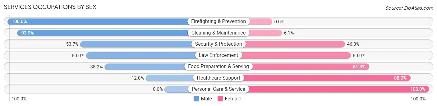 Services Occupations by Sex in Zip Code 43466