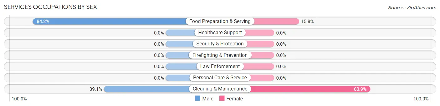 Services Occupations by Sex in Zip Code 43501