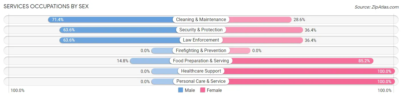Services Occupations by Sex in Zip Code 43525