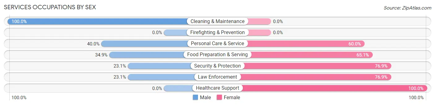Services Occupations by Sex in Zip Code 43533