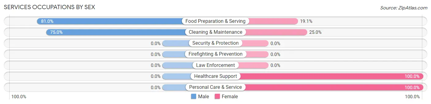 Services Occupations by Sex in Zip Code 43535