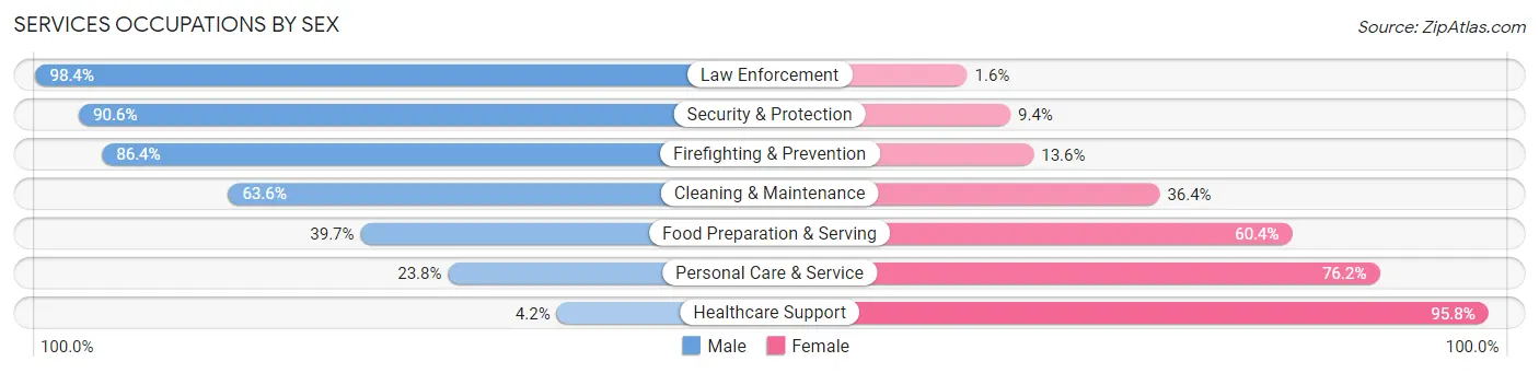 Services Occupations by Sex in Zip Code 43537