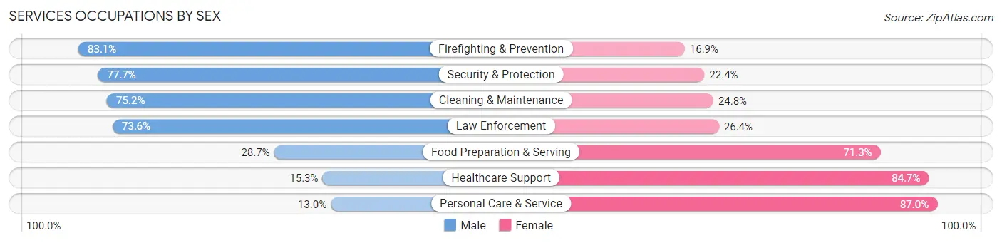 Services Occupations by Sex in Zip Code 43551
