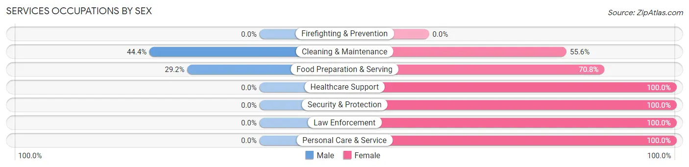 Services Occupations by Sex in Zip Code 43556