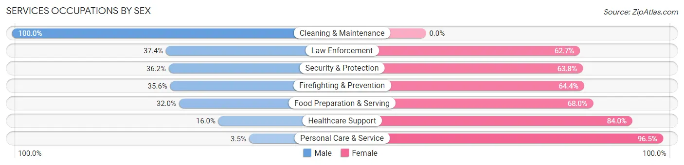 Services Occupations by Sex in Zip Code 43558