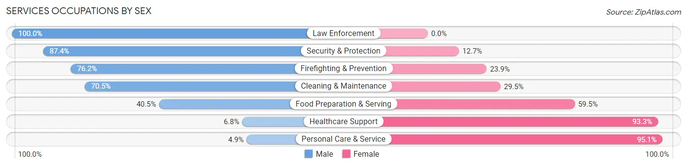Services Occupations by Sex in Zip Code 43560