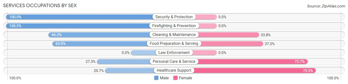 Services Occupations by Sex in Zip Code 43604