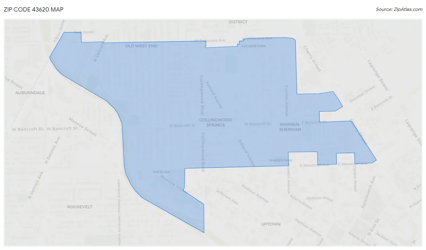 Zip Code 43620 Map