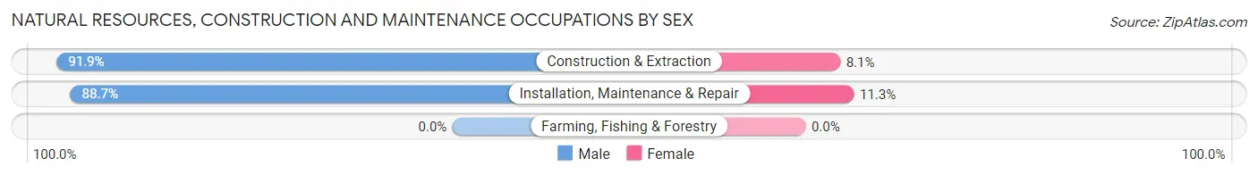 Natural Resources, Construction and Maintenance Occupations by Sex in Zip Code 43623