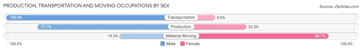 Production, Transportation and Moving Occupations by Sex in Zip Code 43724