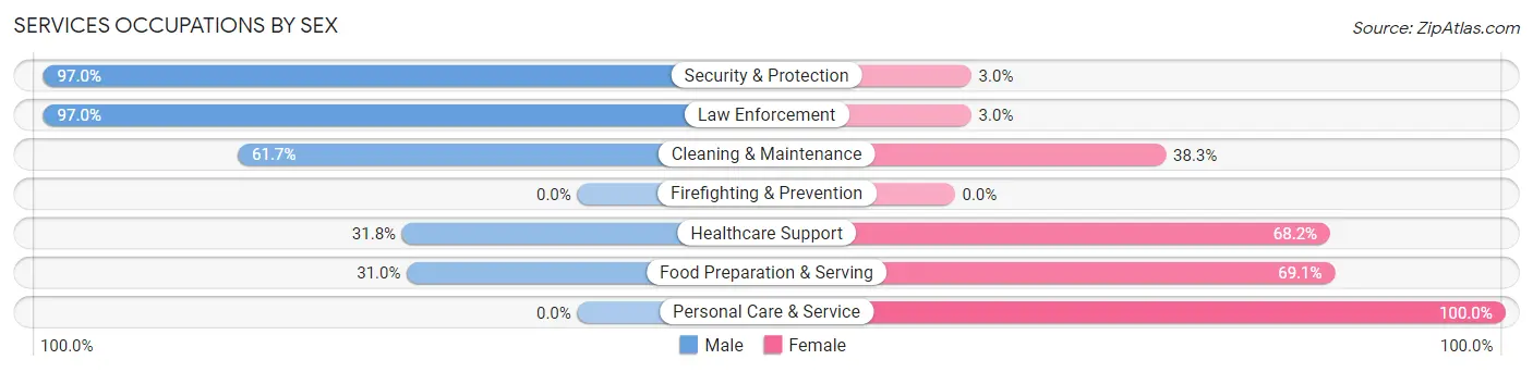 Services Occupations by Sex in Zip Code 43730