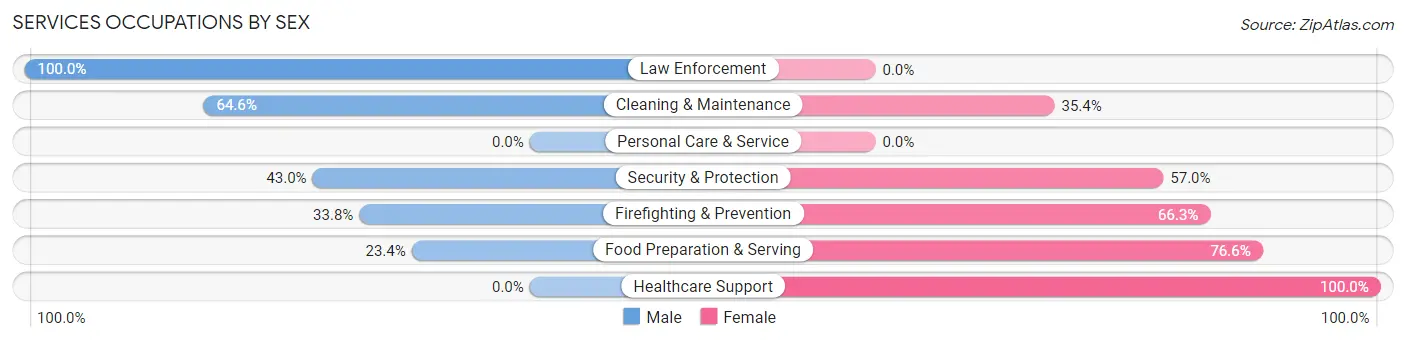 Services Occupations by Sex in Zip Code 43731