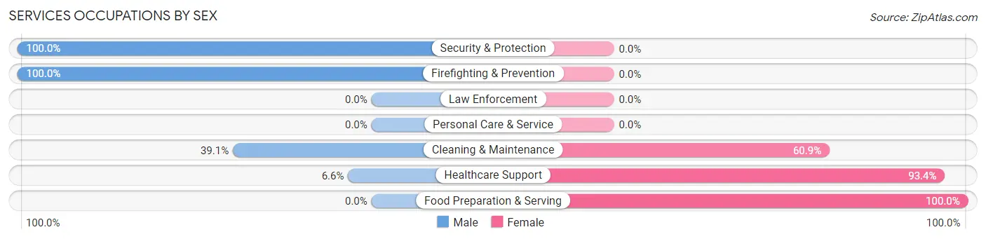 Services Occupations by Sex in Zip Code 43732