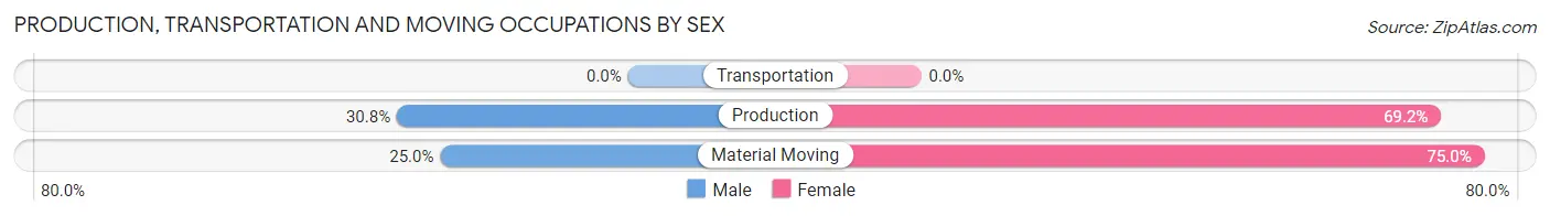 Production, Transportation and Moving Occupations by Sex in Zip Code 43738