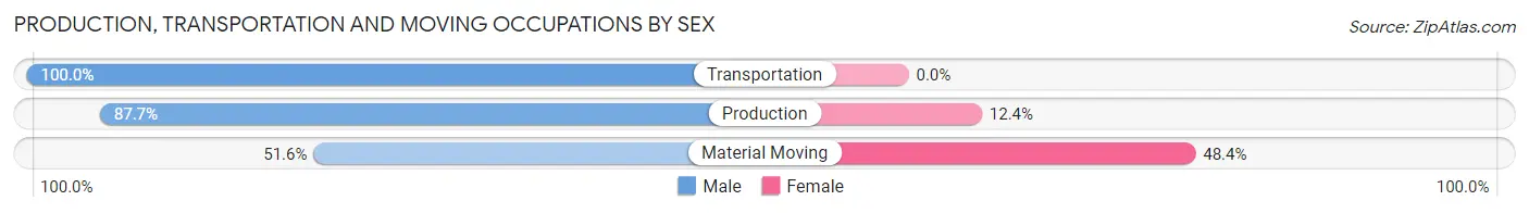 Production, Transportation and Moving Occupations by Sex in Zip Code 43749