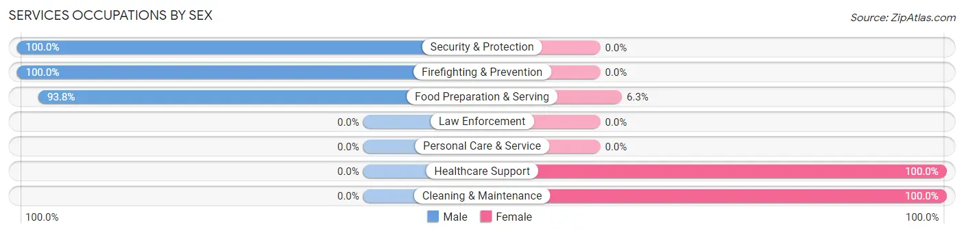 Services Occupations by Sex in Zip Code 43754