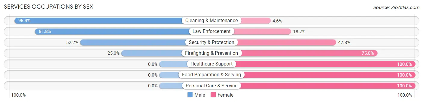 Services Occupations by Sex in Zip Code 43777