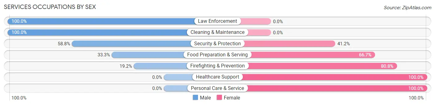 Services Occupations by Sex in Zip Code 43793