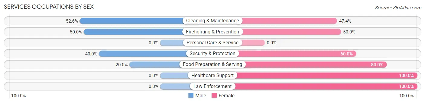 Services Occupations by Sex in Zip Code 43811