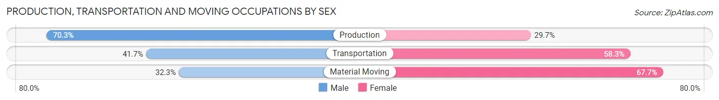 Production, Transportation and Moving Occupations by Sex in Zip Code 43840