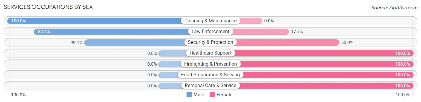 Services Occupations by Sex in Zip Code 43913