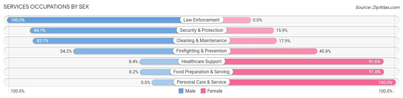 Services Occupations by Sex in Zip Code 43938