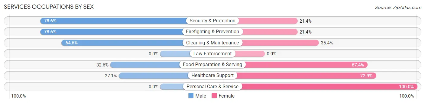 Services Occupations by Sex in Zip Code 43942