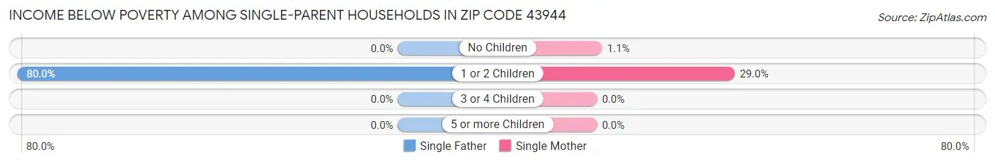Income Below Poverty Among Single-Parent Households in Zip Code 43944