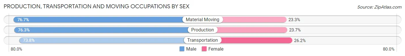 Production, Transportation and Moving Occupations by Sex in Zip Code 43945