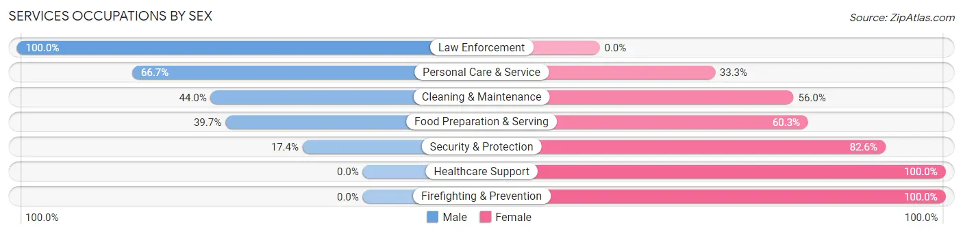 Services Occupations by Sex in Zip Code 43945