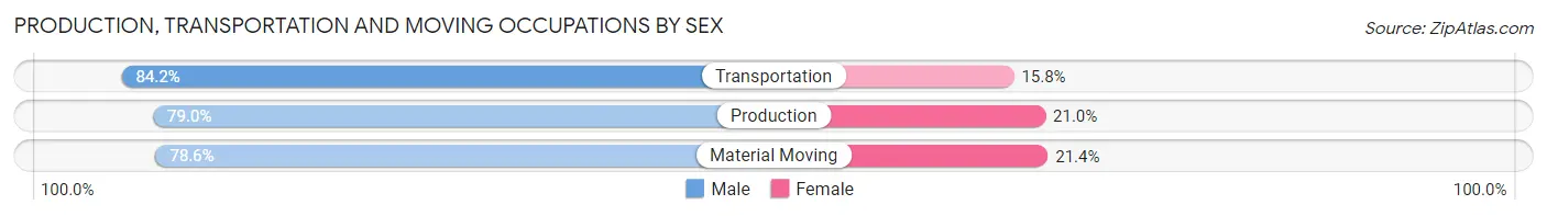 Production, Transportation and Moving Occupations by Sex in Zip Code 43953