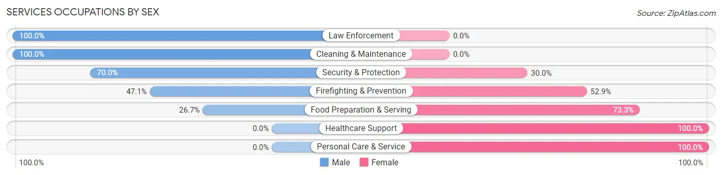 Services Occupations by Sex in Zip Code 43971