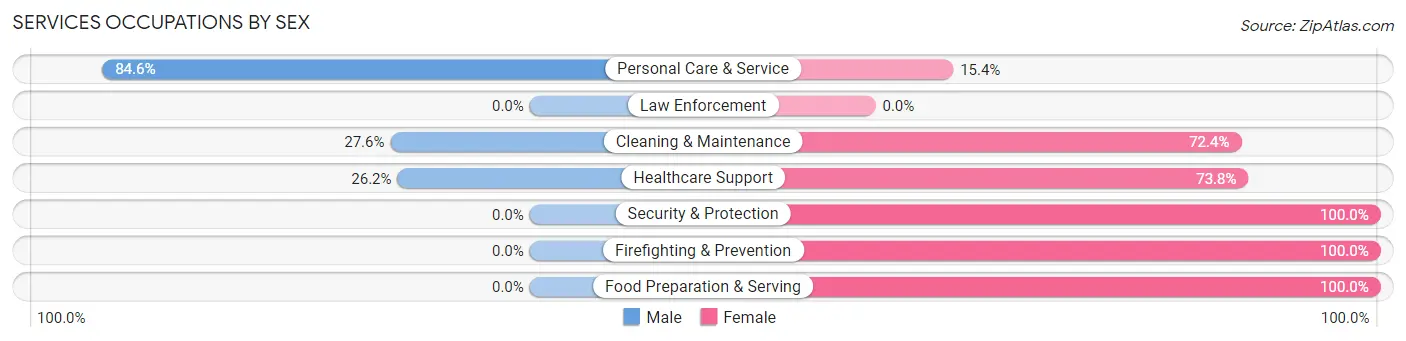 Services Occupations by Sex in Zip Code 43976