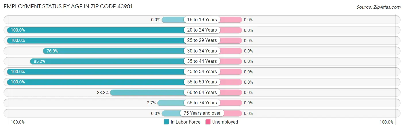 Employment Status by Age in Zip Code 43981