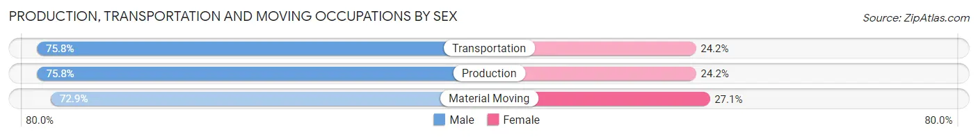 Production, Transportation and Moving Occupations by Sex in Zip Code 44023
