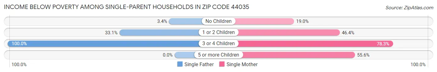 Income Below Poverty Among Single-Parent Households in Zip Code 44035