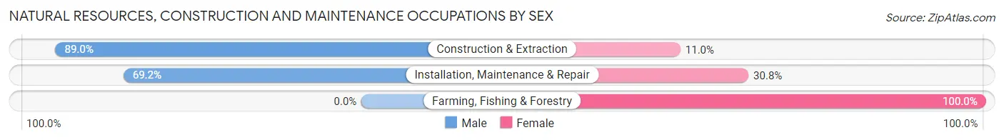 Natural Resources, Construction and Maintenance Occupations by Sex in Zip Code 44118