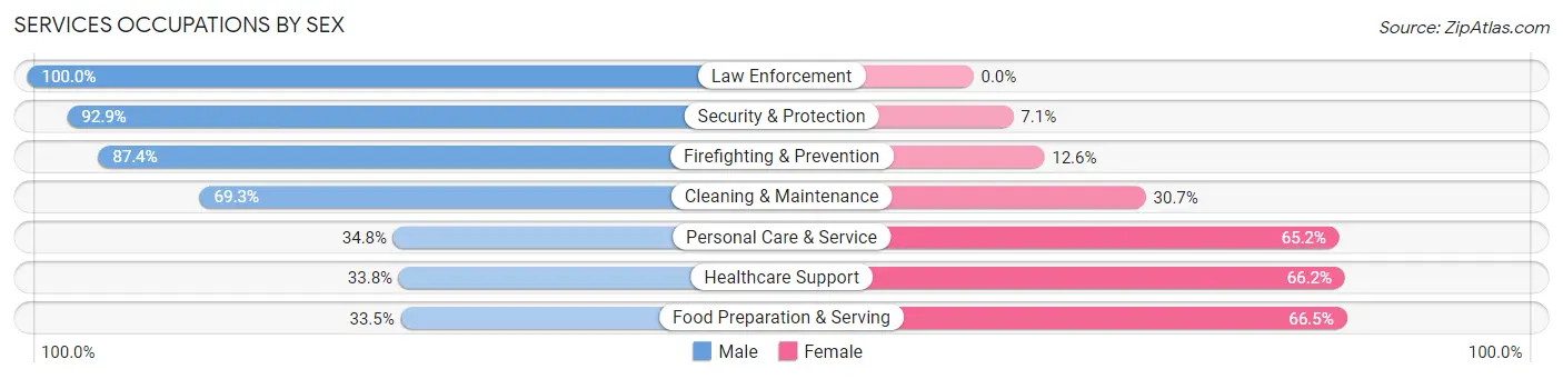 Services Occupations by Sex in Zip Code 44145