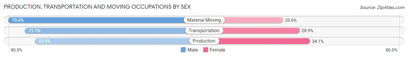 Production, Transportation and Moving Occupations by Sex in Zip Code 44146