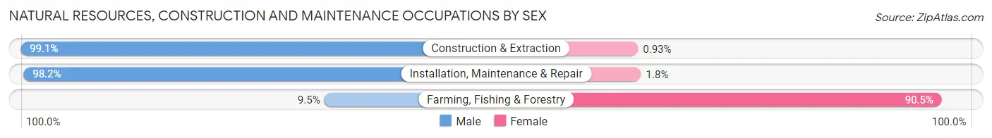 Natural Resources, Construction and Maintenance Occupations by Sex in Zip Code 44256