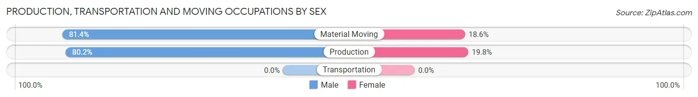 Production, Transportation and Moving Occupations by Sex in Zip Code 44304