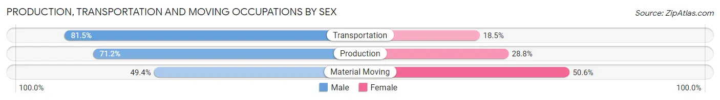Production, Transportation and Moving Occupations by Sex in Zip Code 44502