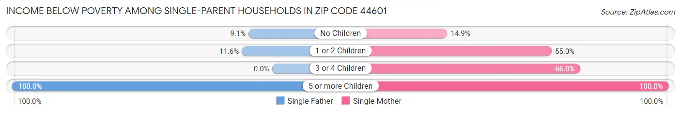 Income Below Poverty Among Single-Parent Households in Zip Code 44601