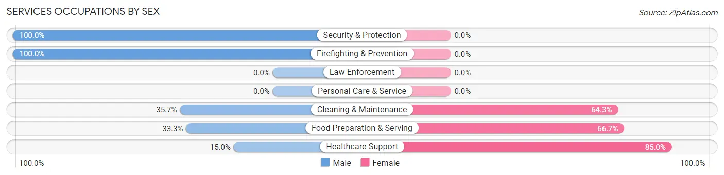 Services Occupations by Sex in Zip Code 44608