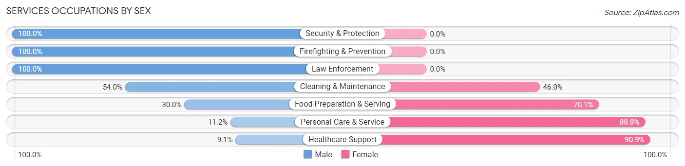 Services Occupations by Sex in Zip Code 44654