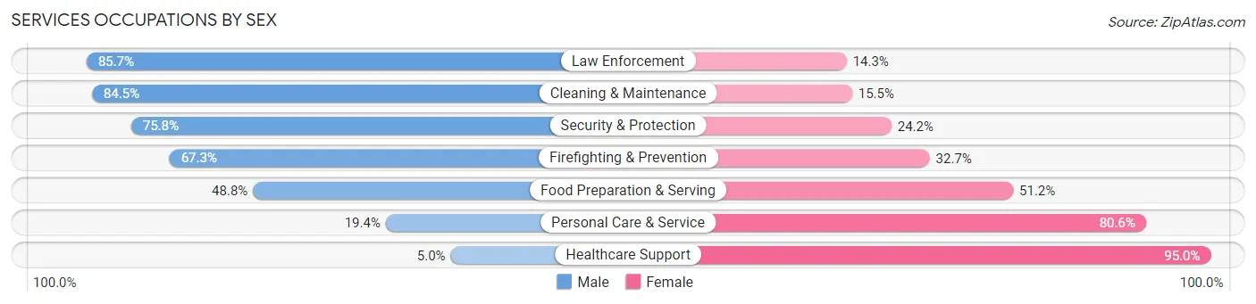 Services Occupations by Sex in Zip Code 44720